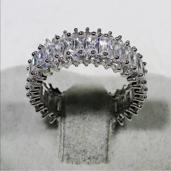 18k White Fold Filled CZ Ring - Picture 2 of 6